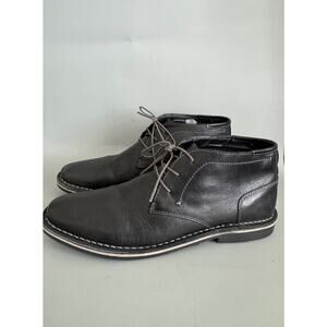 Steve Madden Lace Up Ankle Boots Men’s Size 10 Black Leather Classic, Casual